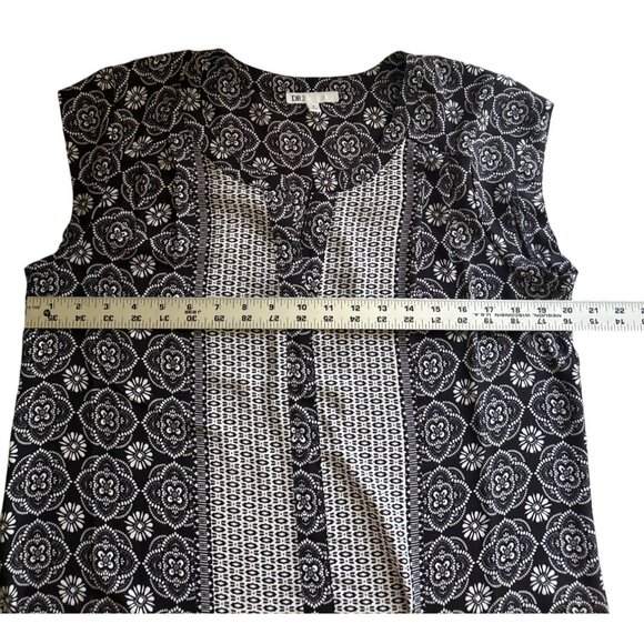 DR2 Womens Black & White Sleeveless V Neck Floral Sheer Top Medium - Picture 7 of 8